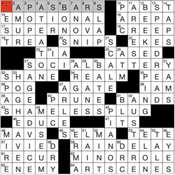 Answer grid for Los Angeles Times crossword 2/14/26 by Amanda Cook